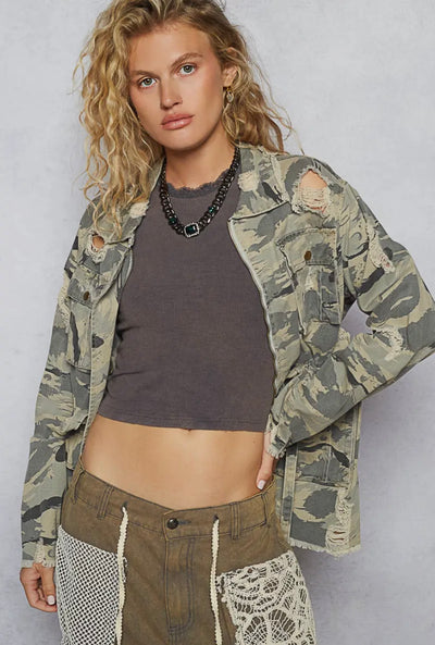 Nadia Cropped Camo Jacket