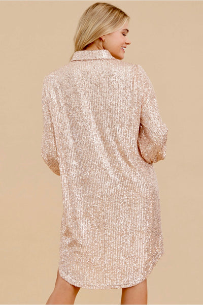 Avery Sequin Shirt Dress