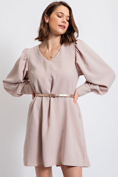 Chris V-neck Bubble Sleeve Dress