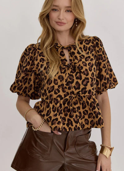 Alese Cropped Animal Print Top