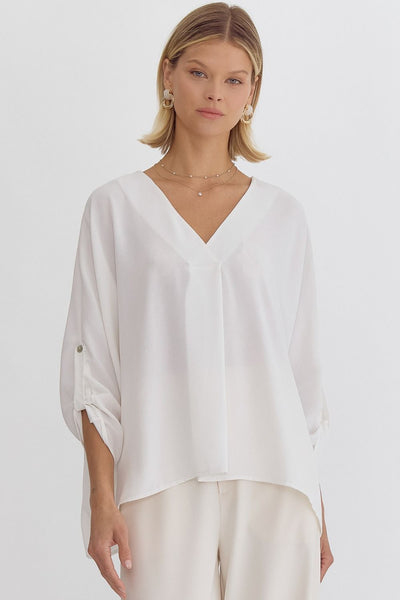 Sandy Woven V-Neck Top