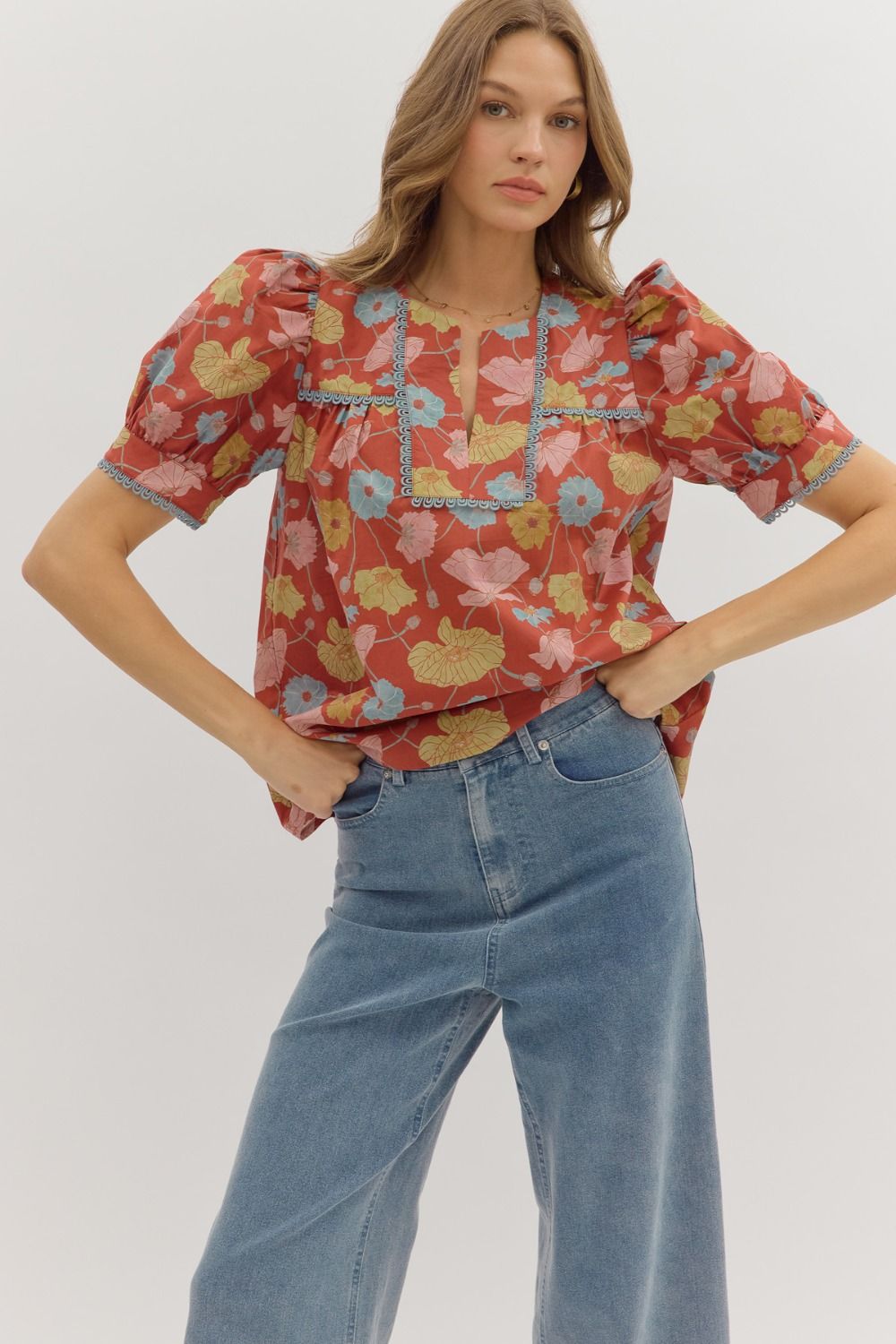 Selah Floral Print Top