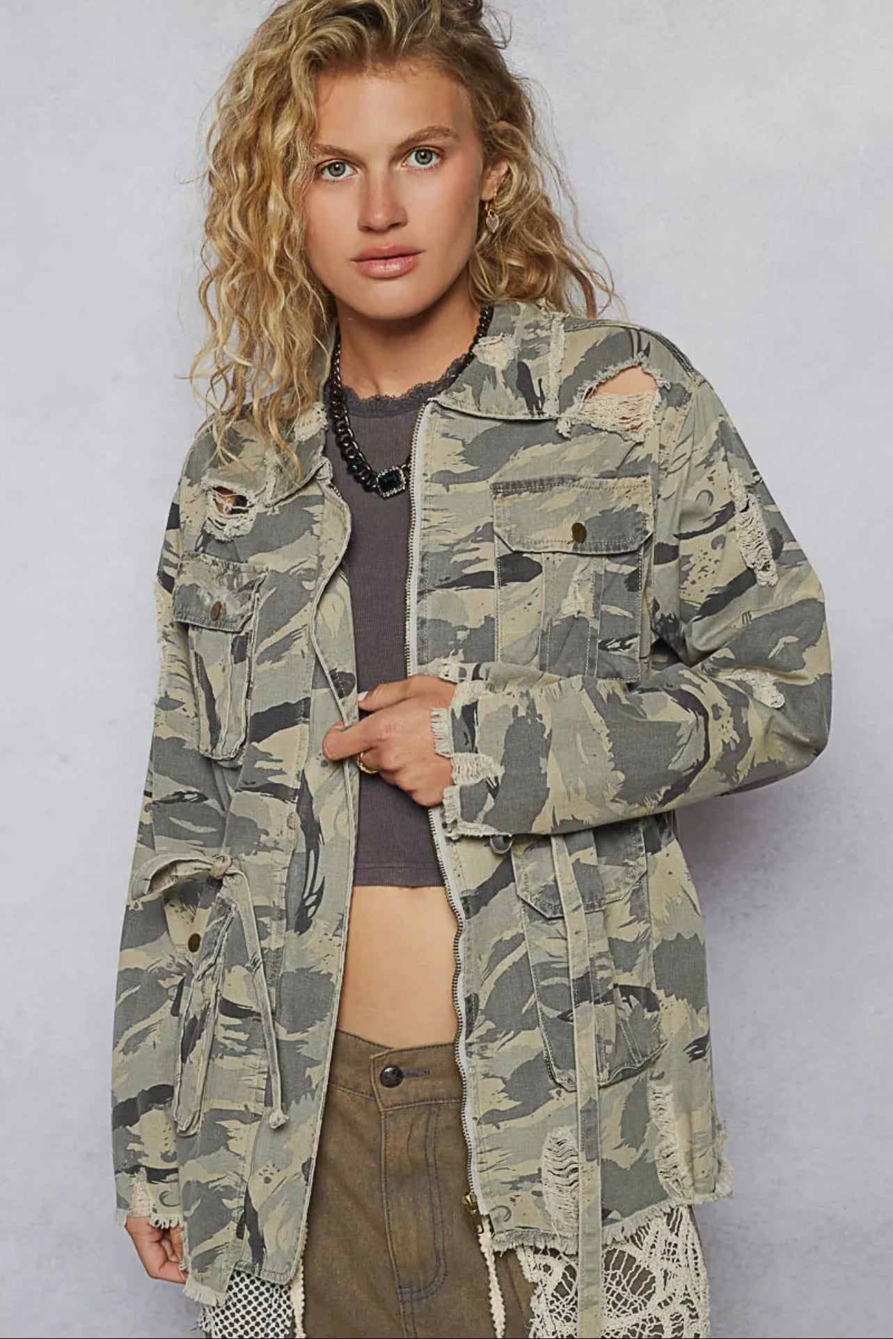 Nadia Cropped Camo Jacket