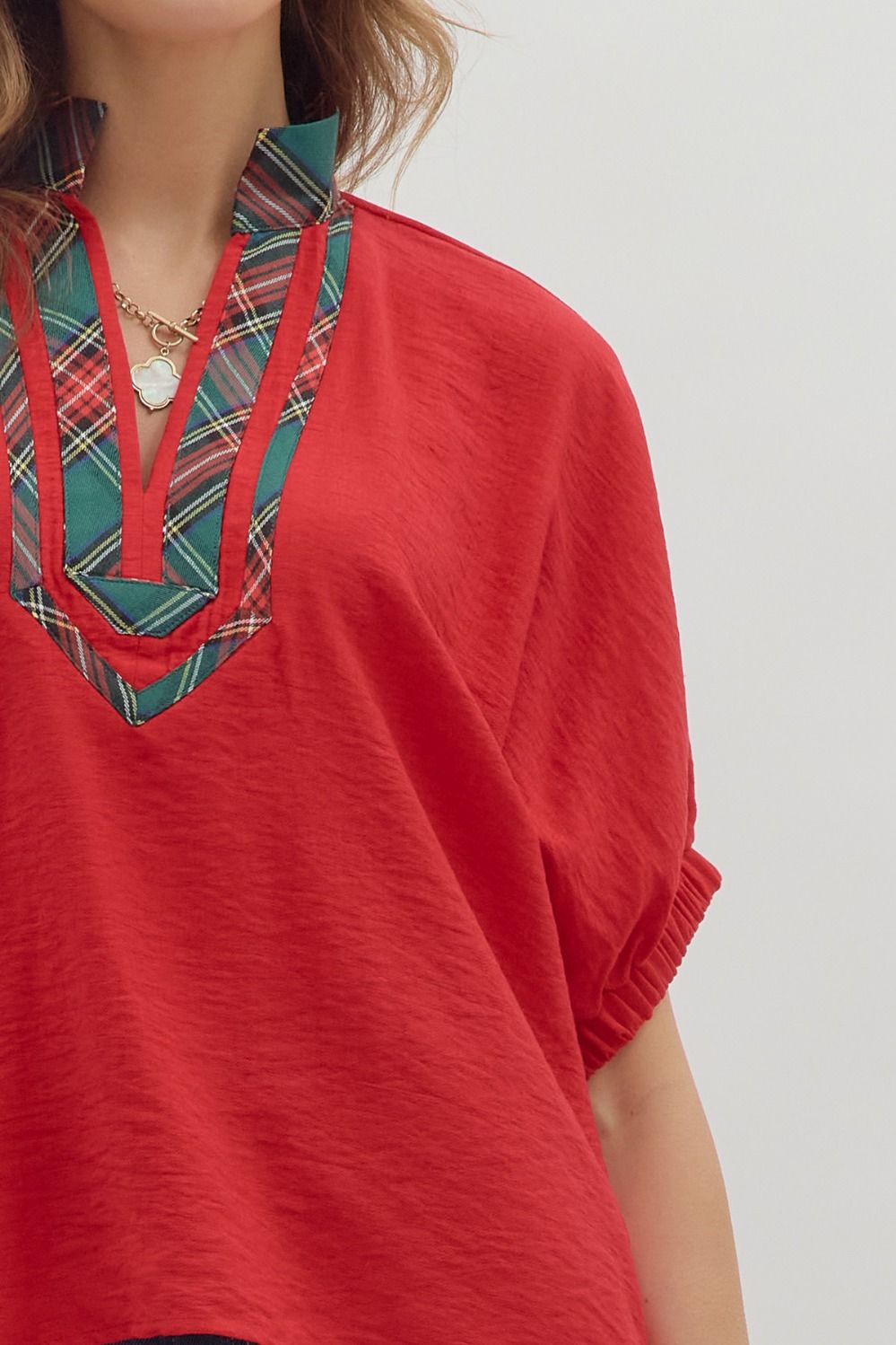 Hillary Woven V-Neck Top