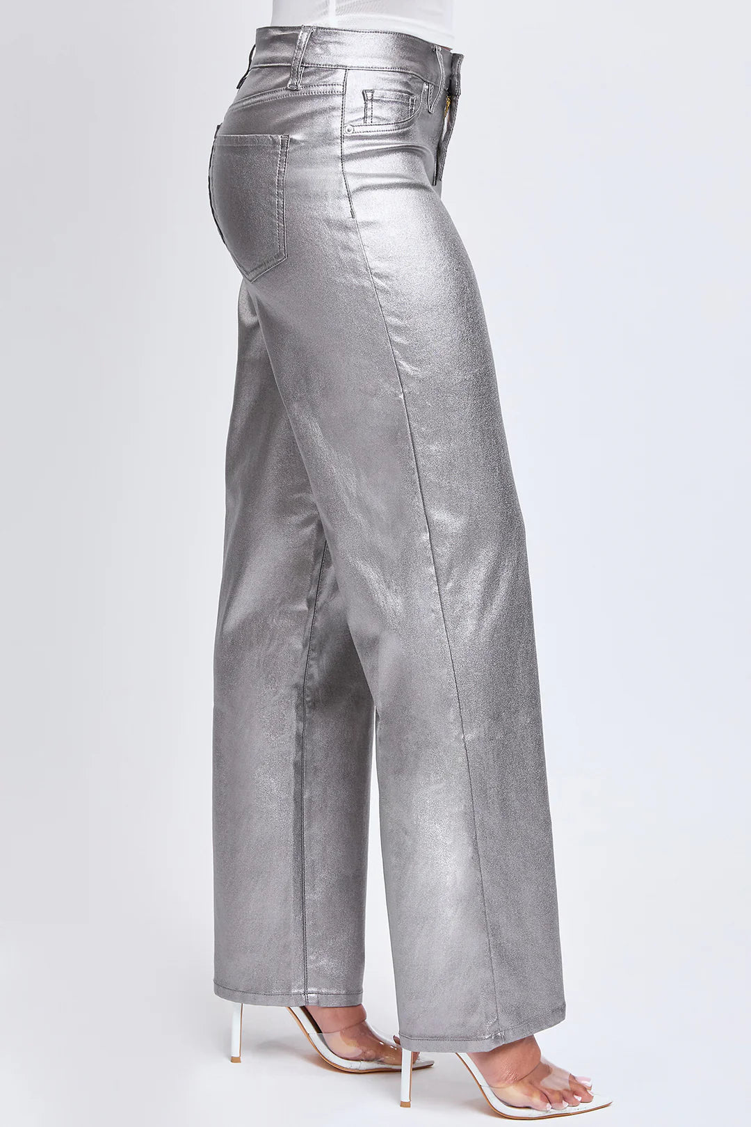 High Rise Metallic Straight Leg