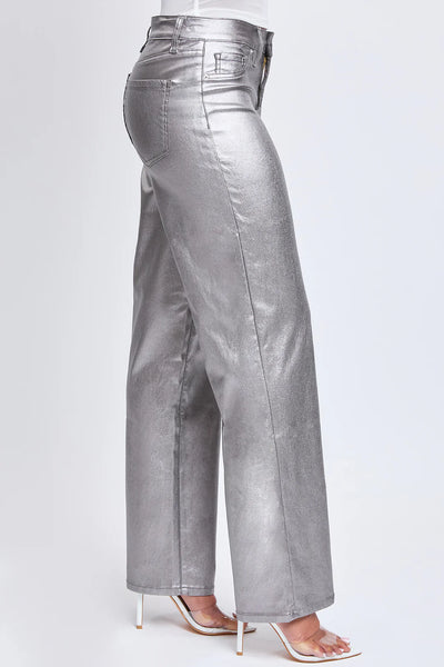 High Rise Metallic Straight Leg