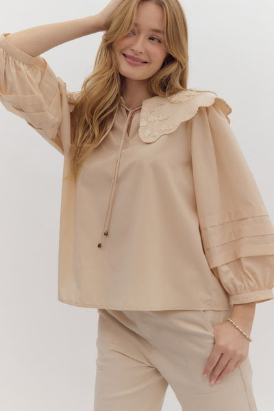 Chloe Scalloped Collar Top