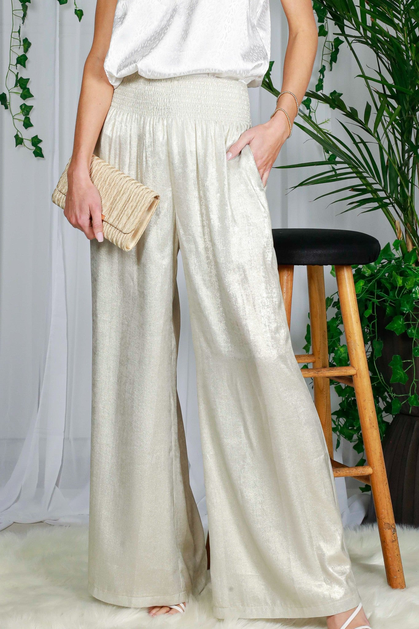 Glam Pull-on Smocked Pants