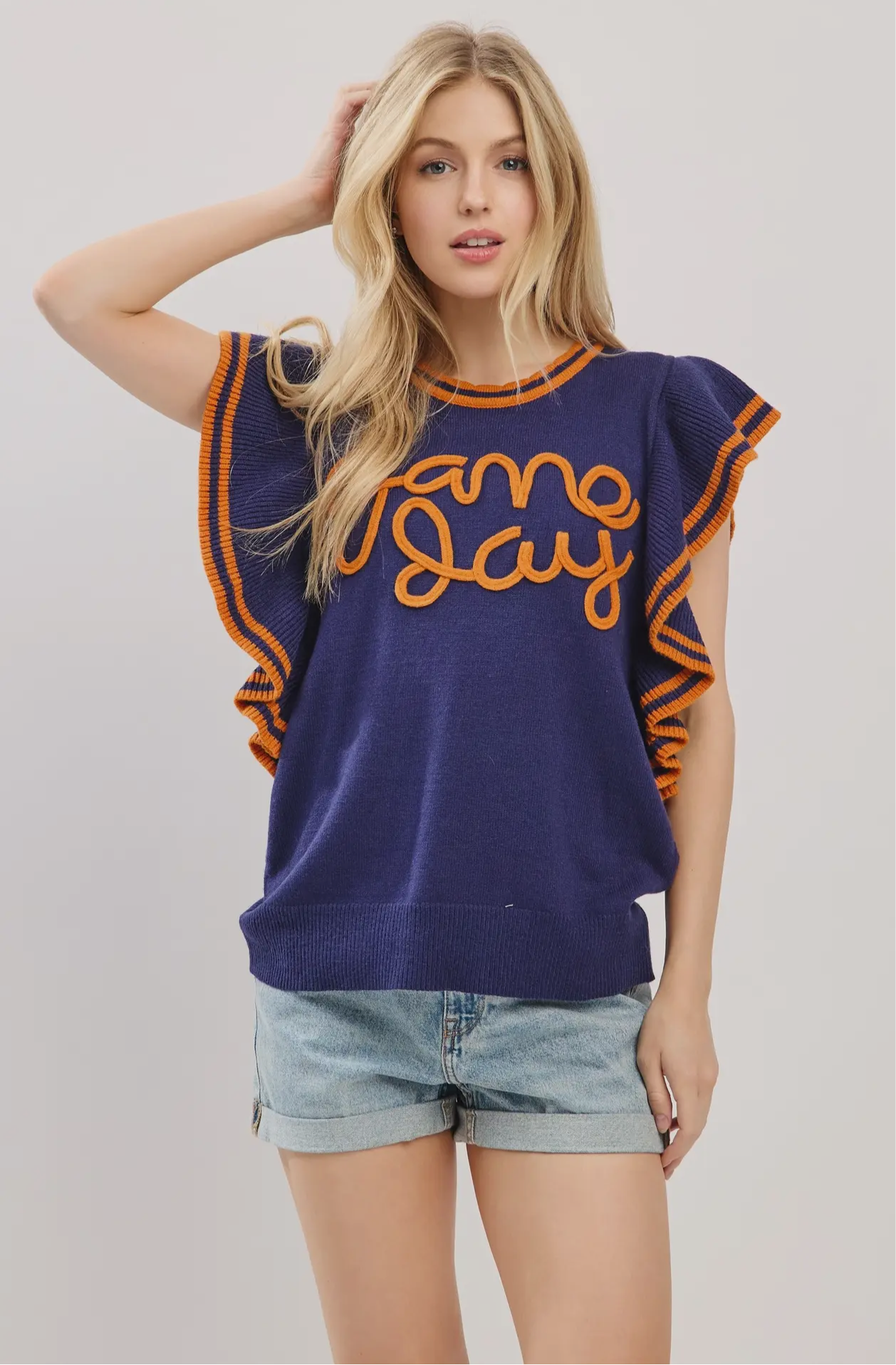 Game Day Ruffle Sleeve Top AU