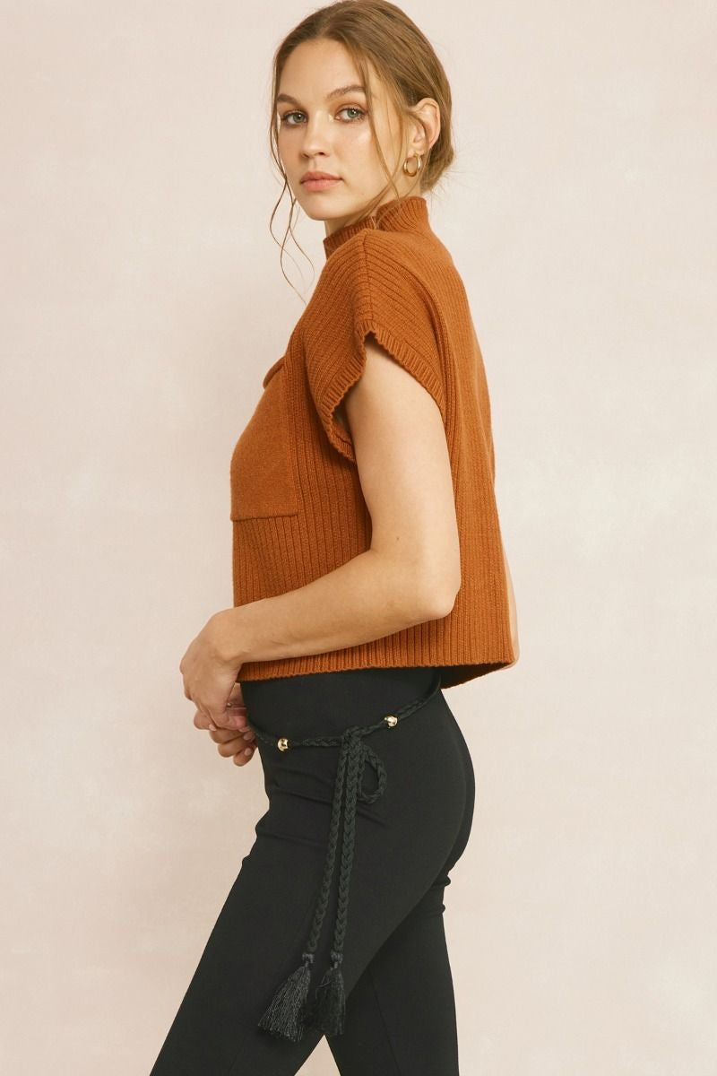 Annie Cropped Mock Neck Sweater