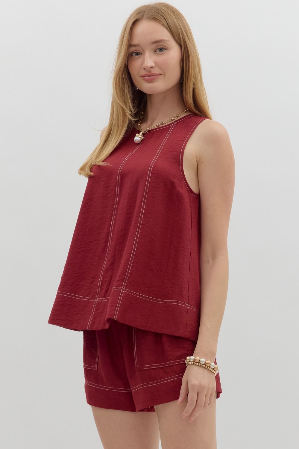 Crimson Sleeveless Top