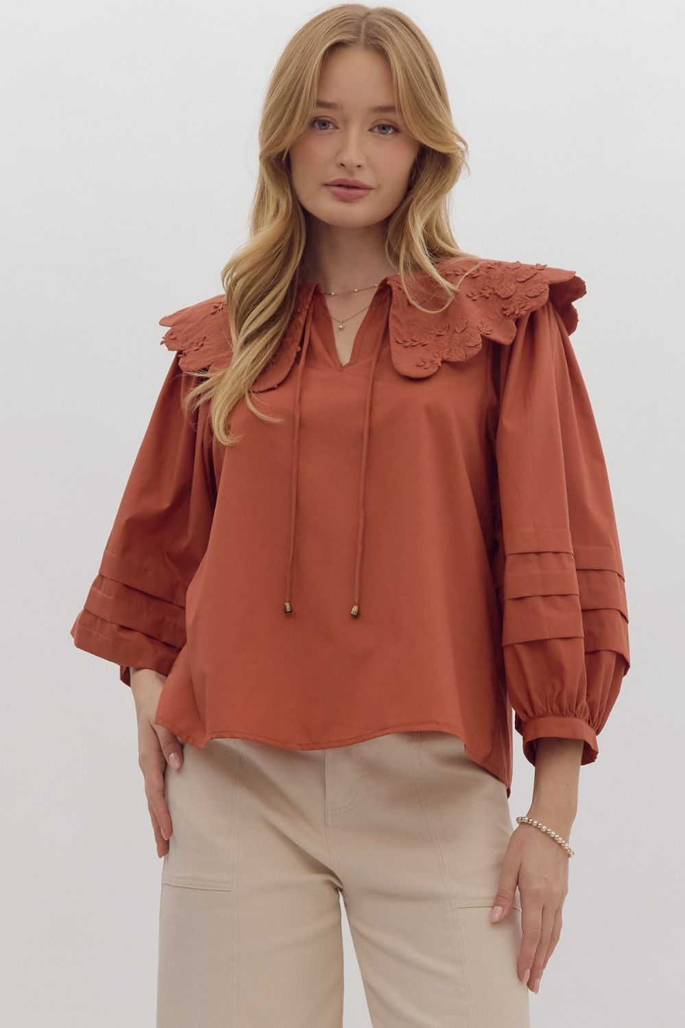 Chloe Scalloped Collar Top