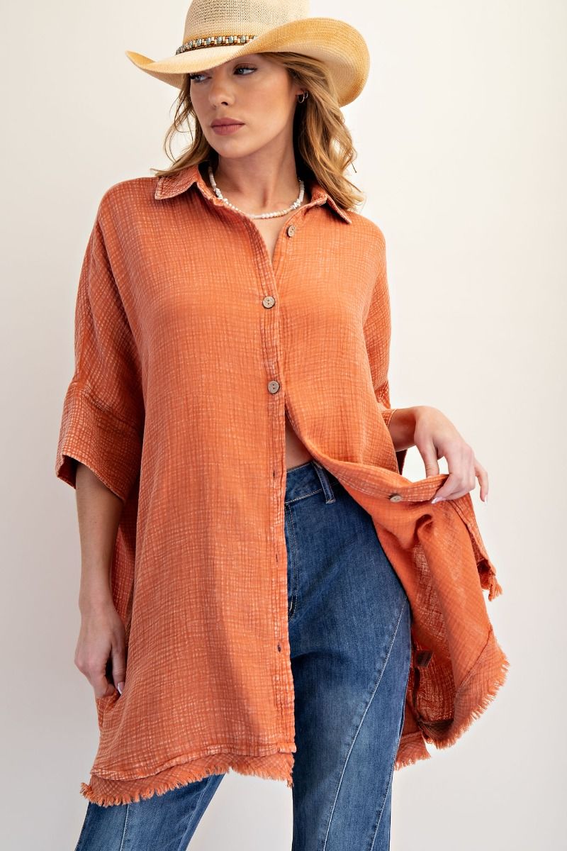 Joy Mineral Washed Gauze Top