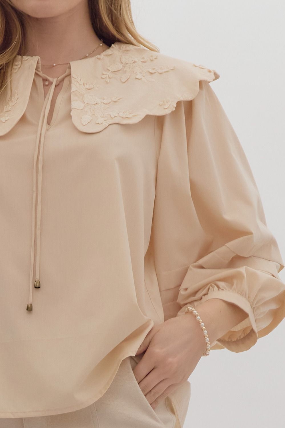 Chloe Scalloped Collar Top