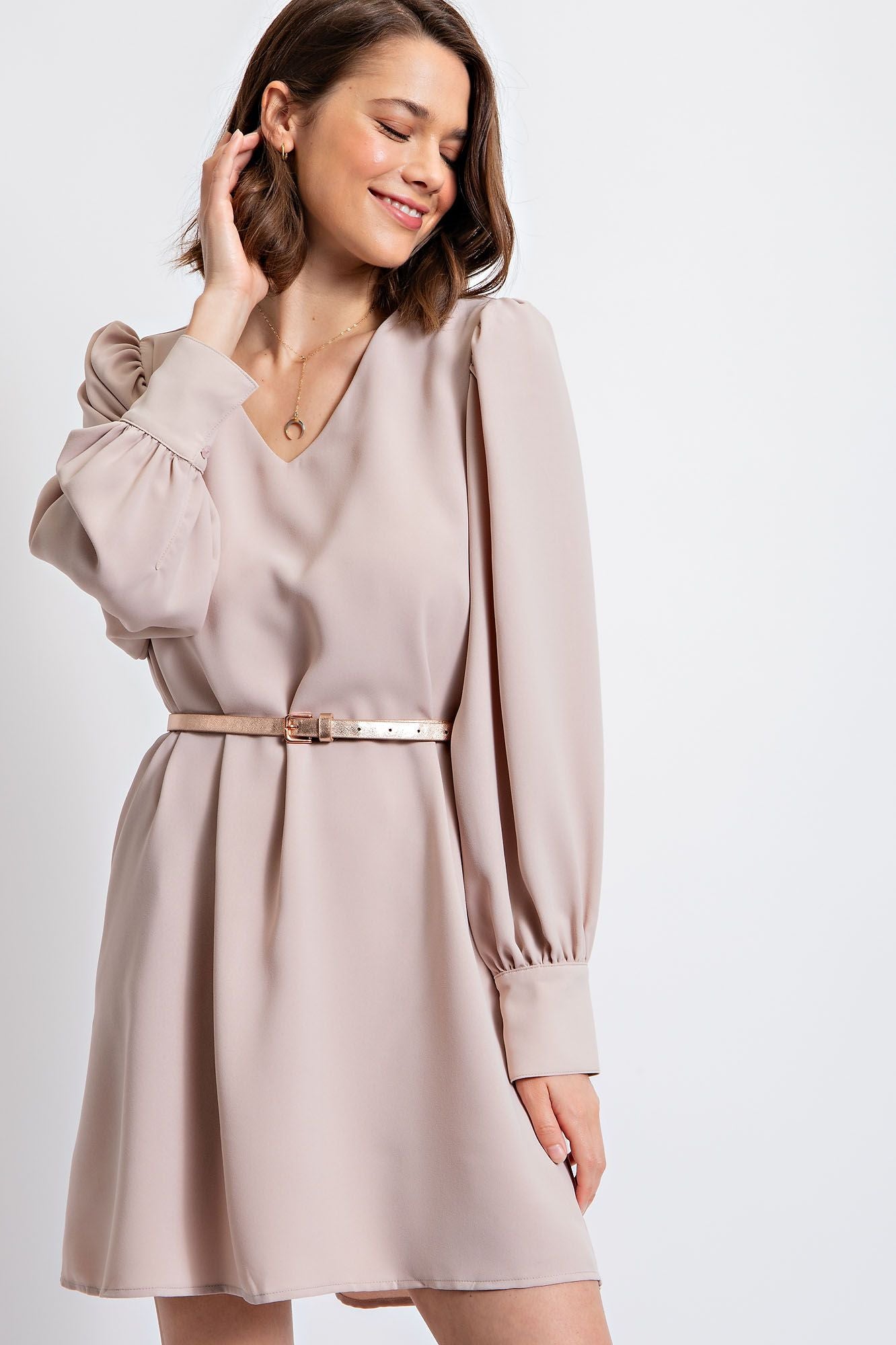 Chris V-neck Bubble Sleeve Dress