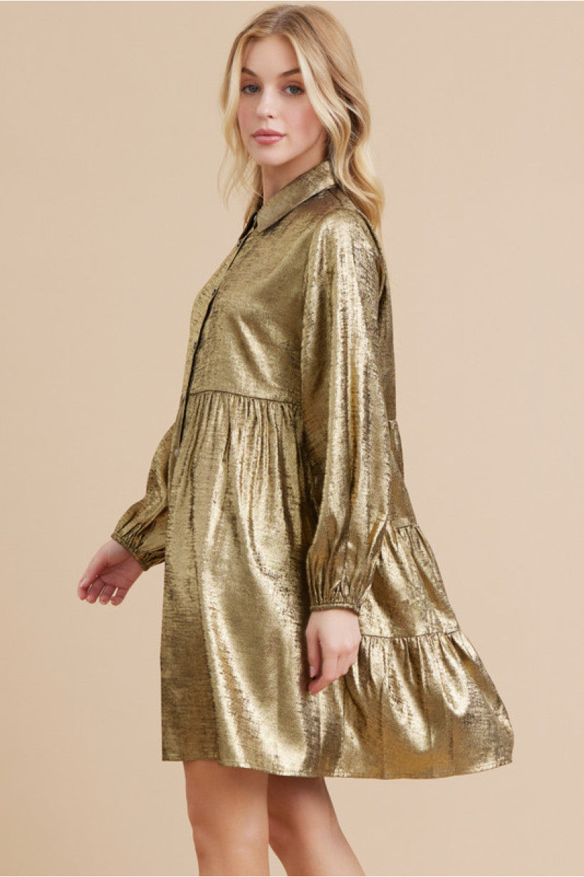 Gretta Gold Metallic Dress