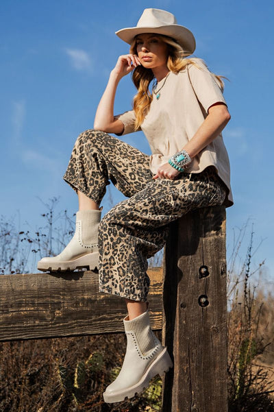 Krista Leopard Barrel Jeans