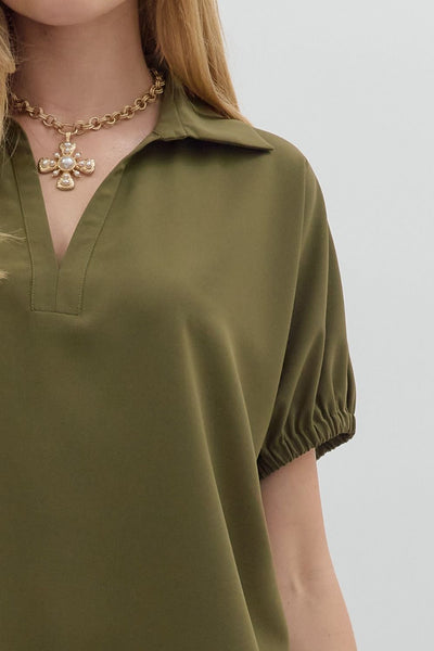 Blake Woven V-Neck Top