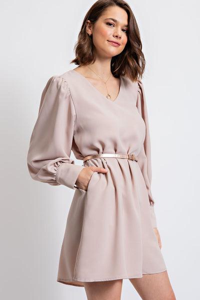 Chris V-neck Bubble Sleeve Dress