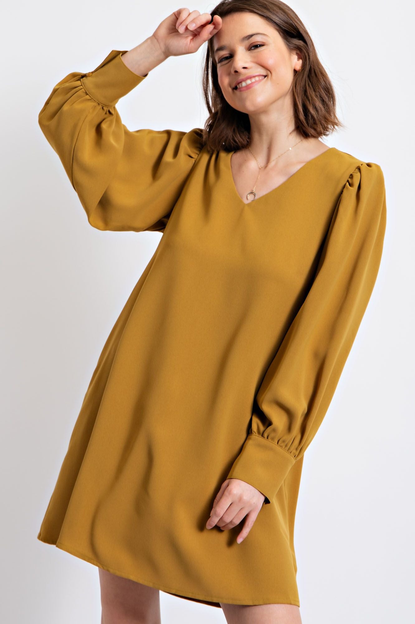 Chris V-neck Bubble Sleeve Dress