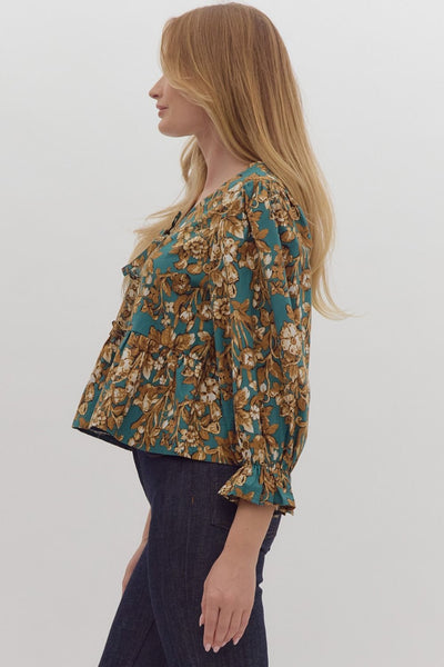 Ellen Peplum Print Top