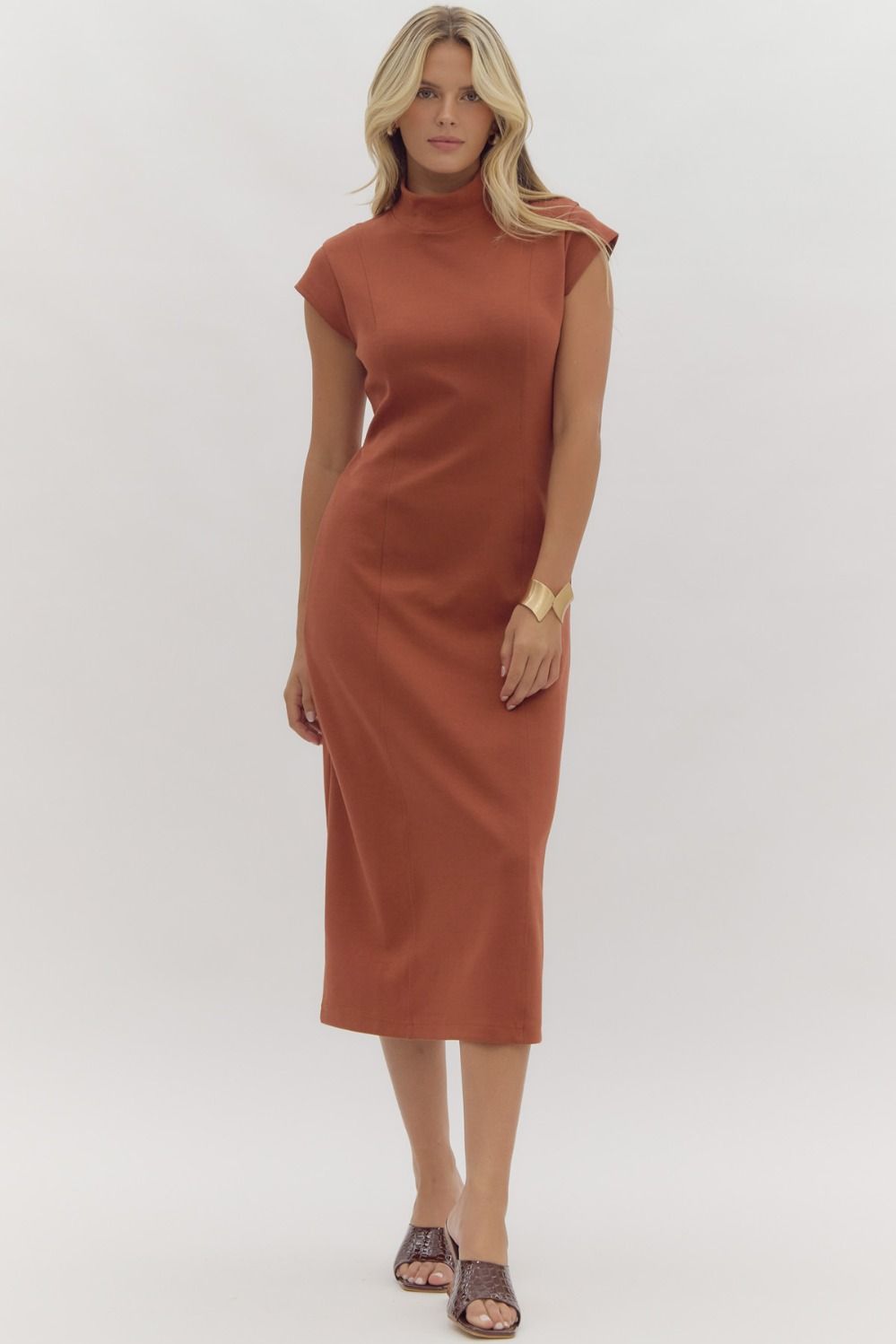 Sallie Mock Neck Midi Dress