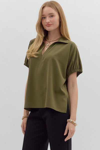 Blake Woven V-Neck Top