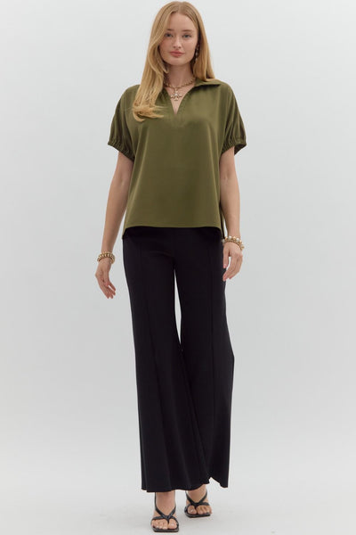 Blake Woven V-Neck Top