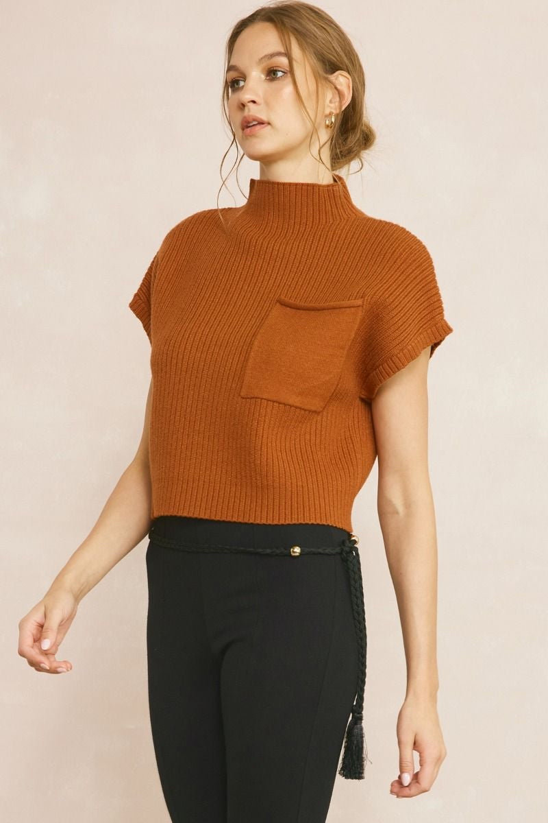 Annie Cropped Mock Neck Sweater