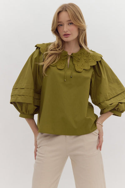 Chloe Scalloped Collar Top