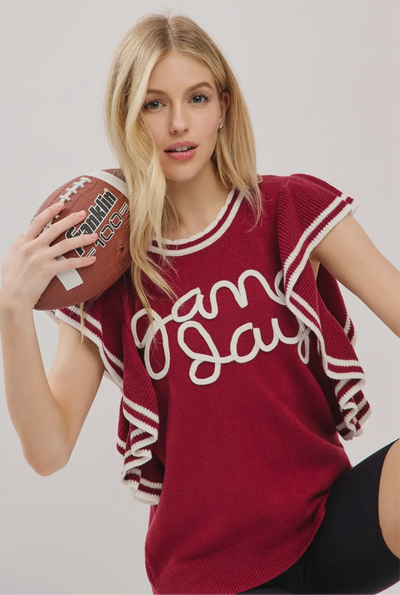 Game Day Ruffle Sleeve Top AL