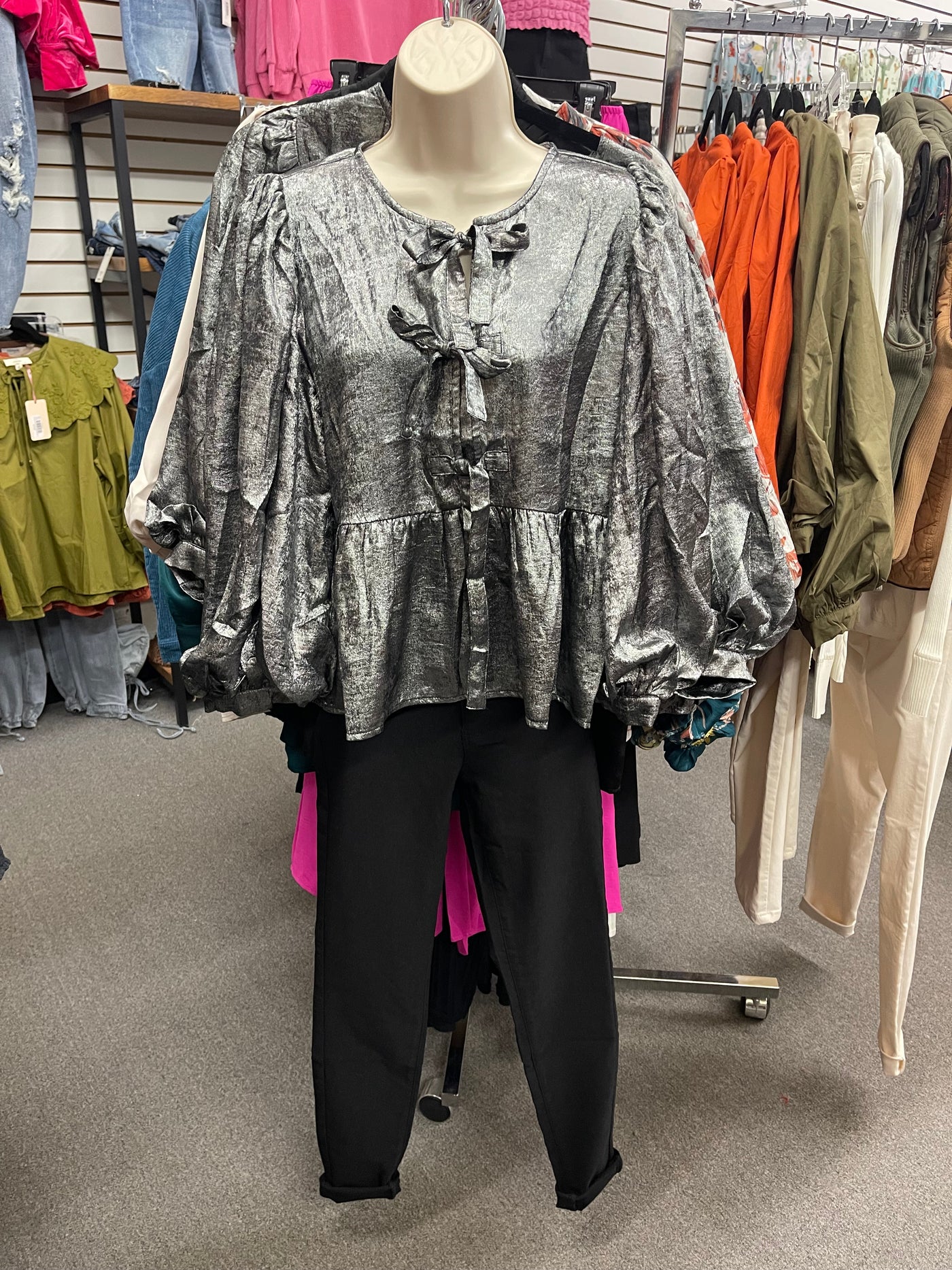 Joy Silver Metallic Top