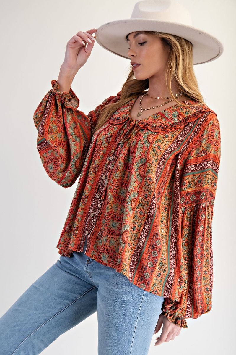 Preston Gauze Button Down Top