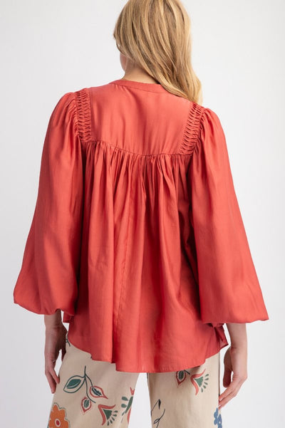 Lanie Woven Rouched Top