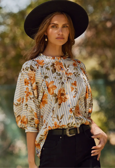 Arie Floral Striped Top