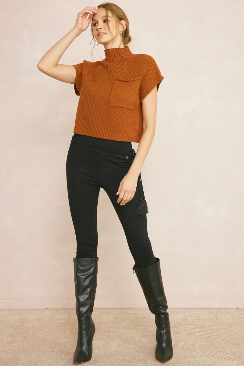 Annie Cropped Mock Neck Sweater