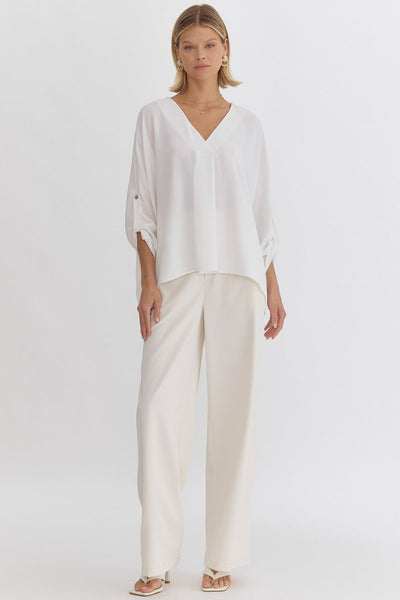 Sandy Woven V-Neck Top