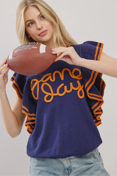 Game Day Ruffle Sleeve Top AU