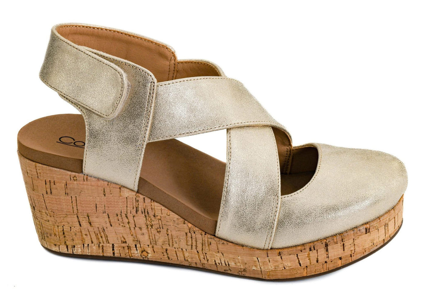 Gold Washed Metallic Wedge
