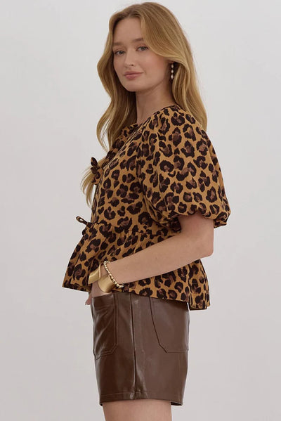 Alese Cropped Animal Print Top