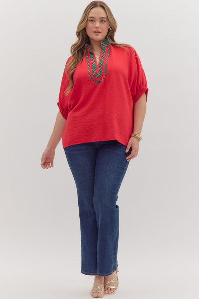 Hillary Woven V-Neck Top