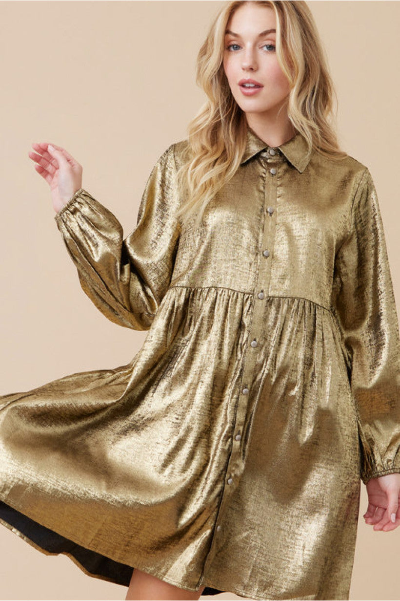 Gretta Gold Metallic Dress