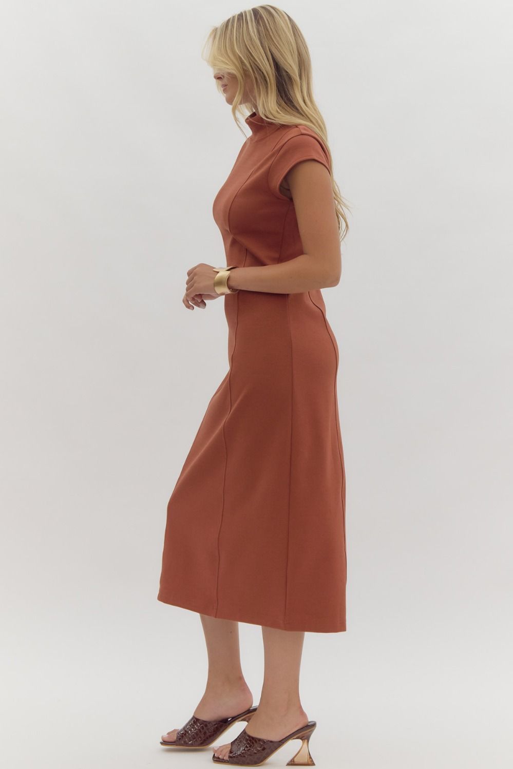 Sallie Mock Neck Midi Dress