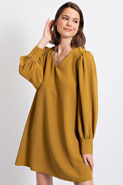 Chris V-neck Bubble Sleeve Dress