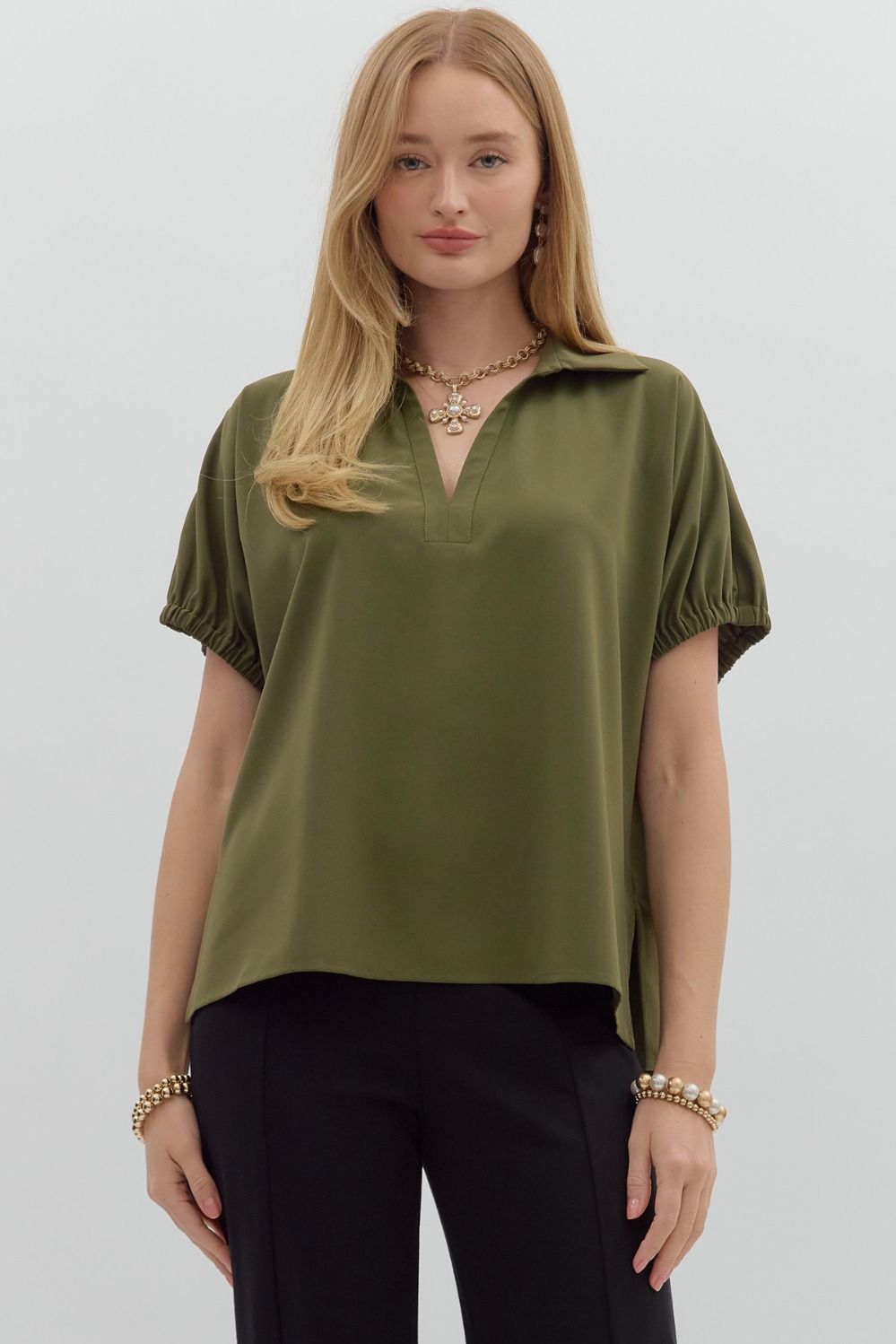 Blake Woven V-Neck Top