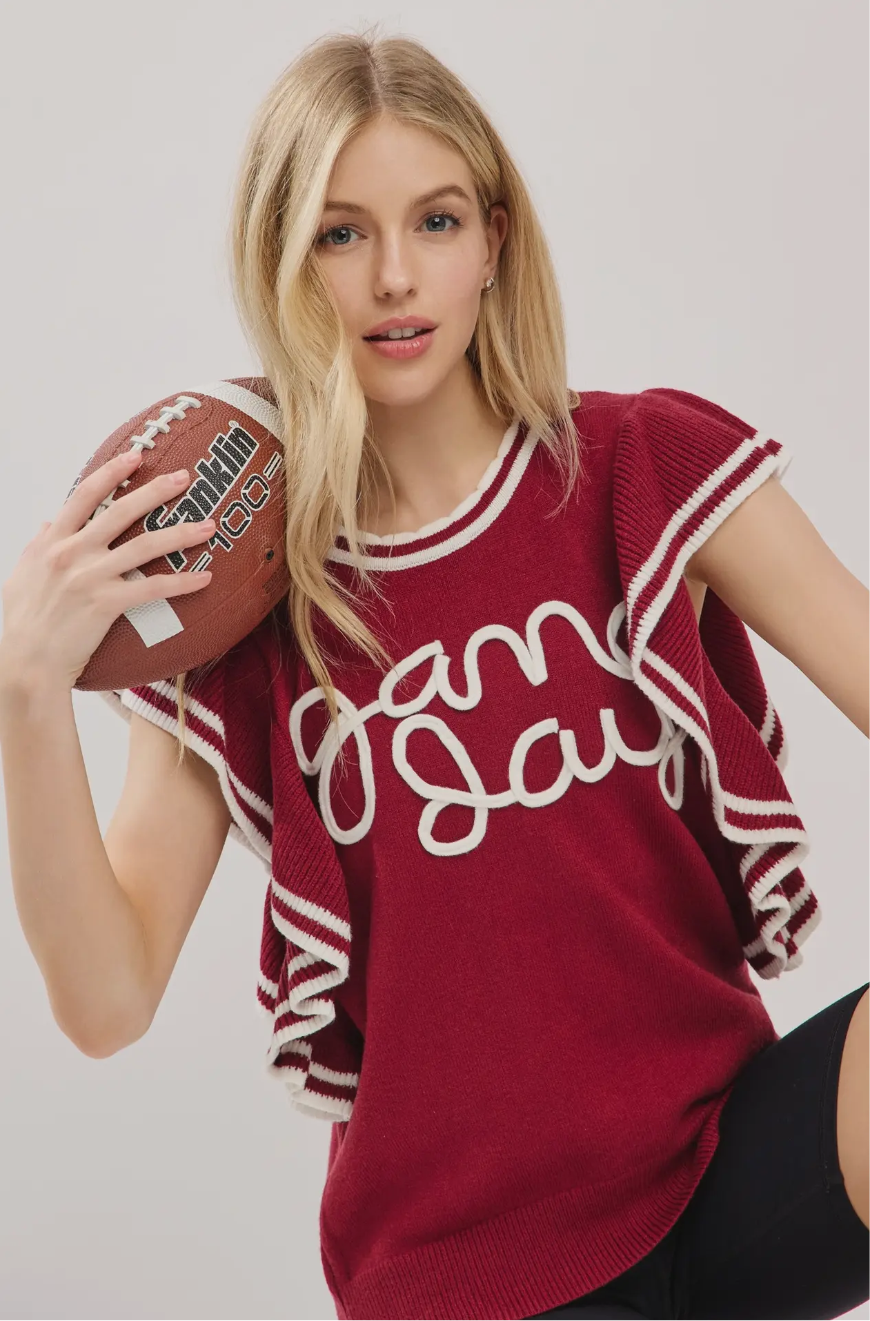 Game Day Ruffle Sleeve Top AL