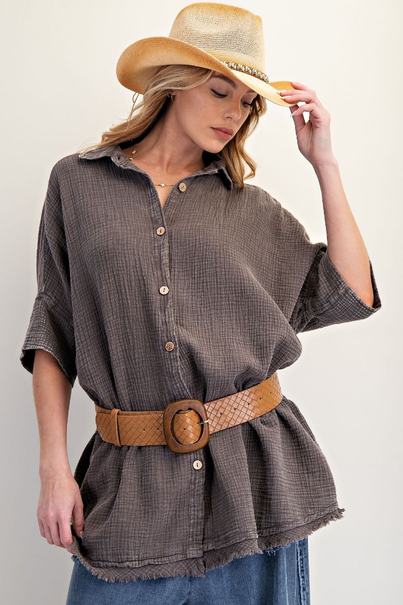 Joy Mineral Washed Gauze Top