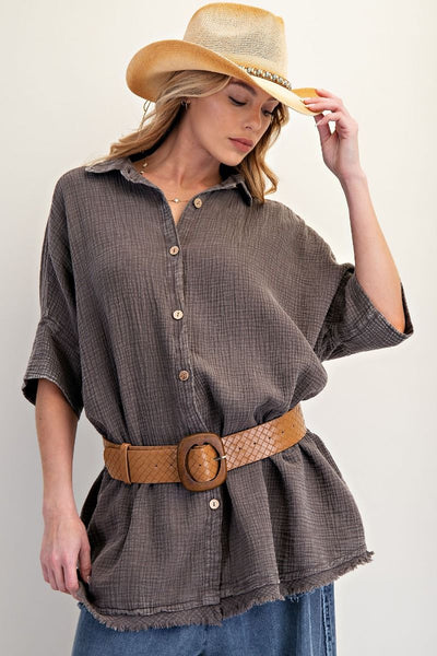 Joy Mineral Washed Gauze Top