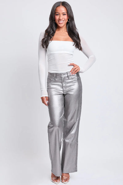 High Rise Metallic Straight Leg