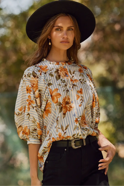 Arie Floral Striped Top